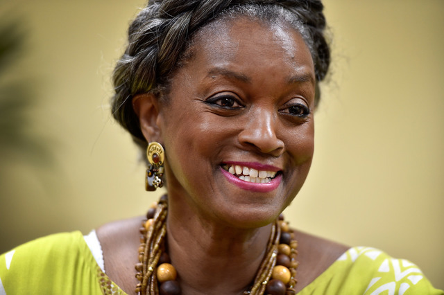Friends of Parkinson's CEO Jamillah Ali-Rahman smiles while being interviewed Thursday, Aug. 18, 2016, in Las Vegas. Friends of Parkinson's will be hosting their annual medical symposium, Living W ...
