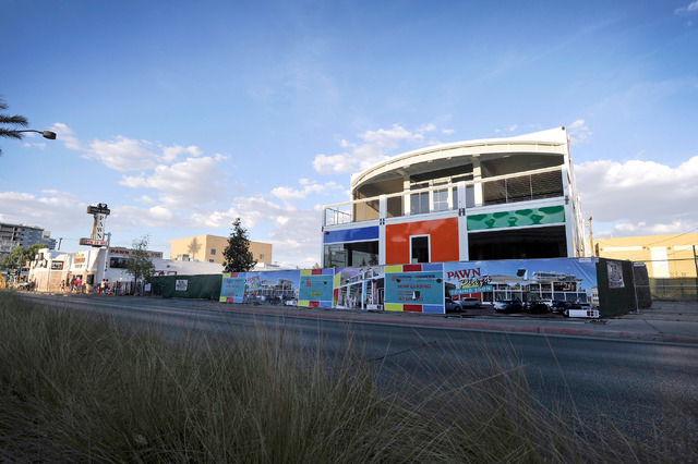 Pawn Plaza is shown under construction on Las Vegas Boulevard South near the Gold & Silver Pawn Shop on Tuesday, May 19, 2015. (David Becker/Las Vegas Review-Journal)