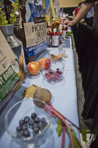 Superfoods for pets sit on display during the SuperZoo Trade Show at the Mandalay Bay Convention Center on the Las Vegas Strip on Tuesday, Aug. 2, 2016. (Daniel Clark/Las Vegas Review-Journal) Fol ...