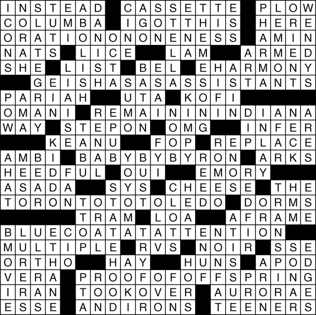 Solution for View's Aug. 28, 2016, crossword puzzle. Click the image for the puzzle or for sudoku puzzle and solution.