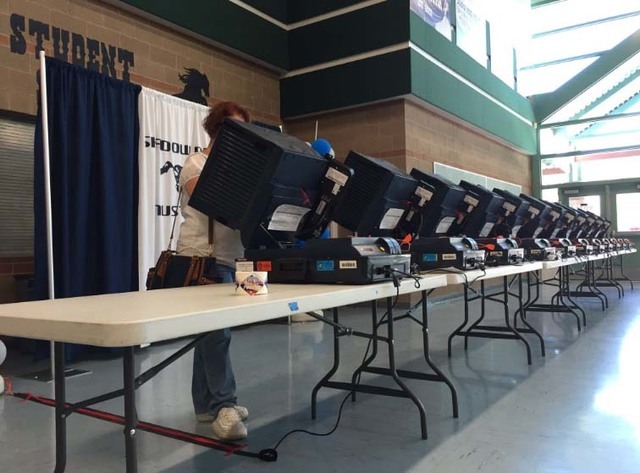 A poll worker at Shadow Ridge High School said voter turnout has been slow Tuesday morning, June 14, 2016. (Twitter/Alex Corey/Las Vegas Review-Journal)