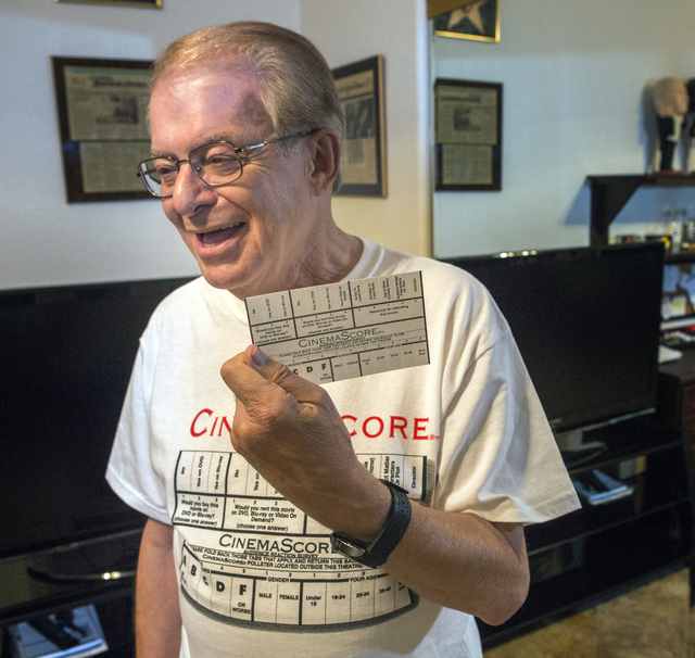 CinemaScore founder Ed Mintz holds a movie survey card in his Las Vegas home on Wednesday, Aug. 24, 2016. Jeff Scheid/Las Vegas Review-Journal Follow @jeffscheid