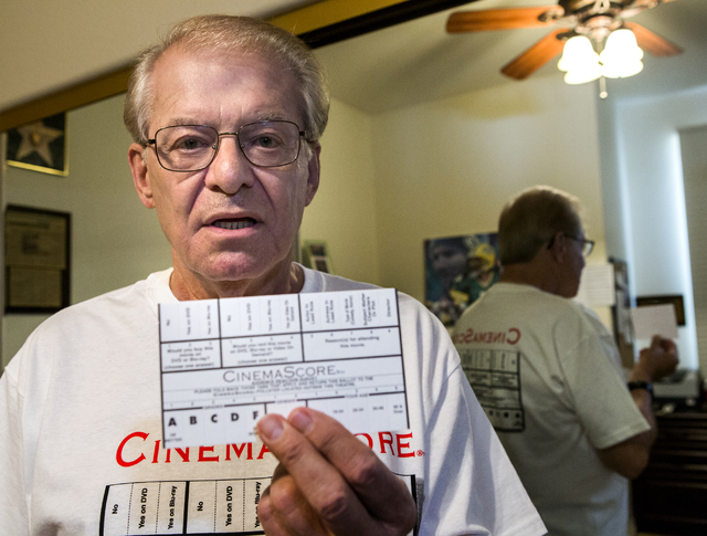 CinemaScore founder Ed Mintz holds a movie survey card in his Las Vegas home on Wednesday, Aug. 24, 2016. Jeff Scheid/Las Vegas Review-Journal Follow @jeffscheid