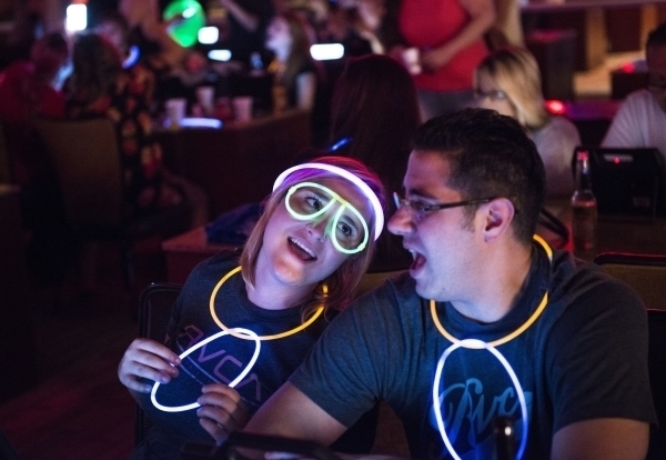 Deanna Littlefield and Justin Prince sing during Rock Shot Bingo at Red Rock Resort Aug. 27, 2015. Celebrate Good Times Rock Shot Bingo is planned for July 14 at Green Valley Ranch Resort, 2300 Pa ...