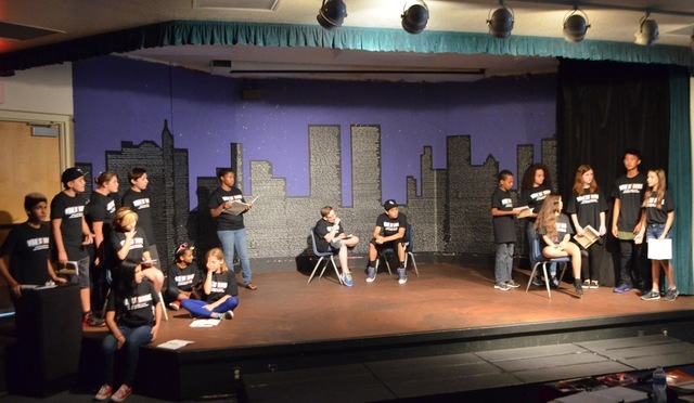 The background on the stage at Sawyer Middle School was created during the school's first production of "The War at Home" about 10 years ago. Once the play was done drama instructor Amy Roberge sa ...