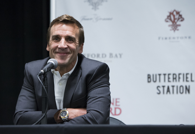 George McPhee, the new general manager of Las Vegas’ NHL expansion team, answers questions at a press conference at T-Mobile Arena on Wednesday, July 13, 2016, in Las Vegas. (Benjamin Hager/Las  ...