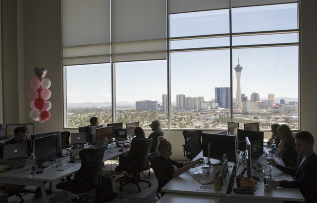 Influential employees work in a Soho Lofts penthouse in downtown Las Vegas on Monday, Aug. 15, 2016. Richard Brian/Las Vegas Review-Journal Follow @vegasphotograph