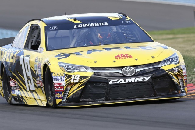 Carl Edwards drives during qualifying for Sunday's NASCAR Sprint Cup Series auto race at Watkins Glen International, Saturday, Aug. 6, 2016, in Watkins Glen, N.Y. Edwards won the pole for Sunday's ...
