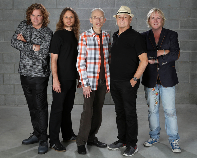 Las Vegas native Billy Sherwood, left, replaced late bassist Chris Squire in Yes. The band includes, from left, singer Jon Davison, guitarist Steve Howe, drummer Alan White and keyboardist Geoff D ...