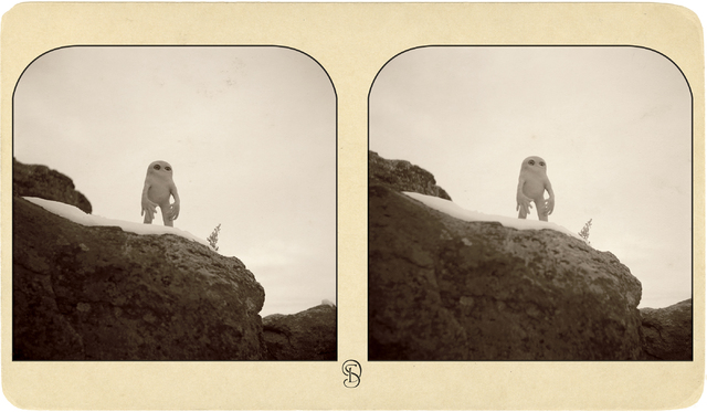 Artist Sam Davis used an old-time spectrograph to give a vintage feel to his photo of an alien figure in this ode to lands within Nevada managed by the Department of Defense. His photo and 16 othe ...