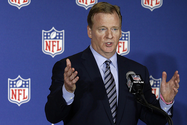 In this May 24, 2016, file photo, NFL commissioner Roger Goodell answers reporter's questions at an NFL owner's meeting in Charlotte N.C. (Bob Leverone, File/AP)