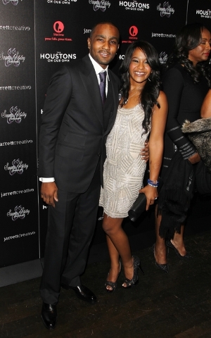 Nick Gordon and Bobbi Kristina Brown attend the premiere party for "The Houstons On Our Own" at the Tribeca Grand hotel in New York, Oct. 12, 2012.  (Donald Traill/Invision/AP, File)