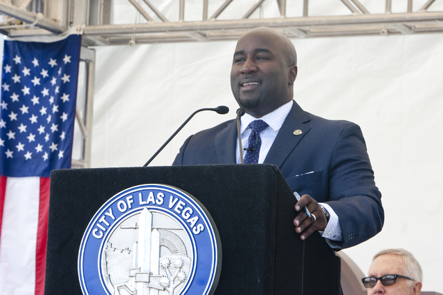 Councilman Ricki Barlow speaks during a grand opening and dedication ceremony at the Historic Westside School in Las Vegas on Saturday Aug. 27, 2016. (Jeferson Applegate/Las Vegas Review-Journal)