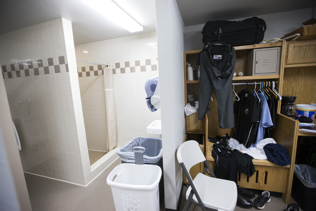 The Las Vegas 51s umpire room is seen before the start of the last home game of the season at Cashman Field on Saturday, Aug. 27, 2016, in Las Vegas. (Erik Verduzco/Las Vegas Review-Journal) Follo ...