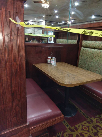 A booth at Hometown Kitchen restaurant inside the Silver Nugget casino is shown in this photo posted to Barbi Stenstrom's Facebook page Sunday, Sept. 11, 2016.  Stenstrom said she was sitting in t ...