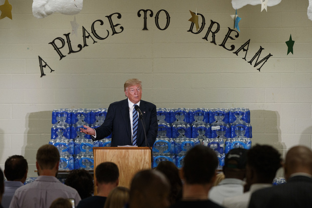 Republican presidential candidate Donald Trump speaks during a visit to Bethel United Methodist Church, Wednesday, Sept. 14, 2016, in Flint, Mich. (Evan Vucci/AP)
