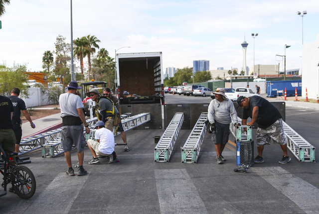 Setup goes on for the Life is Beautiful music and arts festival in downtown Las Vegas on Wednesday, Sept. 21, 2016. Chase Stevens/Las Vegas Review-Journal Follow @csstevensphoto