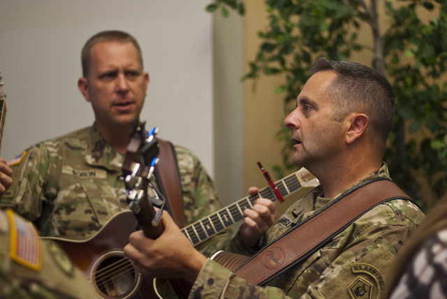 The Six-String Soldiers prepare to perform in honor of National POW-MIA Recognition Day at the VA Medical Center in North Las Vegas on Thursday, Sept. 15, 2016.  (Daniel Clark/Las Vegas Review-Jou ...