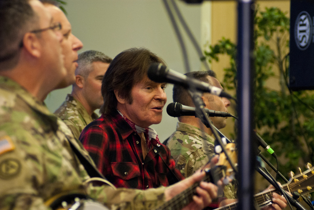 John Fogerty of Creedence Clearwater Revival fame performs with the Six-String Soldiers in honor of National POW-MIA Recognition Day at the VA Medical Center in North Las Vegas on Thursday, Sept.  ...