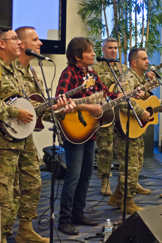 John Fogerty of Creedence Clearwater Revival fame performs with the Six-String Soldiers in honor of National POW-MIA Recognition Day at the VA Medical Center in North Las Vegas on Thursday, Sept.  ...