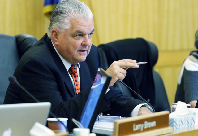 Steve Sisolak, chairman of the Clark County Board of Commissioners, speaks during a meeting at Clark County Government Center, Tuesday, Sept. 20, 2016, in Las Vegas. (Ronda Churchill/Las Vegas Rev ...