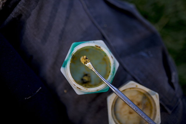 A form of marijuana, shatter, is scooped out of a container in Commons Park in Denver Colorado, Wednesday, Aug. 31, 2016. Elizabeth Page Brumley/Las Vegas Review-Journal Follow @ELIPAGEPHOTO