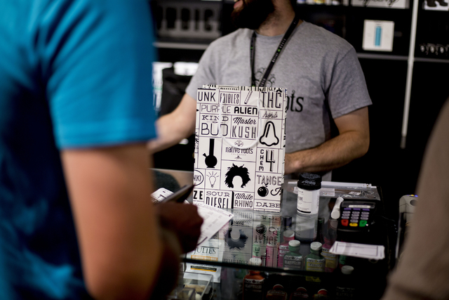 Customers of Native Roots Dispensary purchase different forms of recreational marijuana in Denver Colorado Wednesday, Aug. 31, 2016. Elizabeth Page Brumley/Las Vegas Review-Journal Follow @ELIPAGE ...
