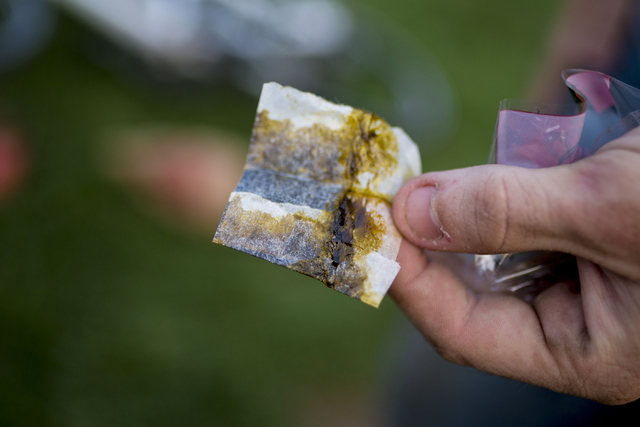 Paper used to smoke marijuana is held at Commons Park in Denver Colorado, Wednesday, Aug. 31, 2016. Elizabeth Page Brumley/Las Vegas Review-Journal Follow @ELIPAGEPHOTO