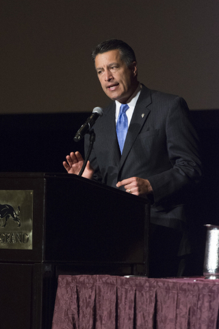 Gov. Brian Sandoval speaks during his Prescription Drug Abuse Prevention Summit at MGM Grand hotel-casino in Las Vegas, Wednesday, Aug. 31, 2016. (Jason Ogulnik/Las Vegas Review-Journal)