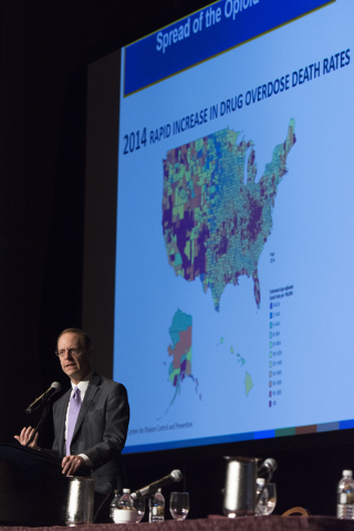 Scott Pattison, executive director with the National Governors Association, speaks during Gov. Brian Sandoval's Prescription Drug Abuse Prevention Summit at MGM Grand hotel-casino in Las Vegas, We ...