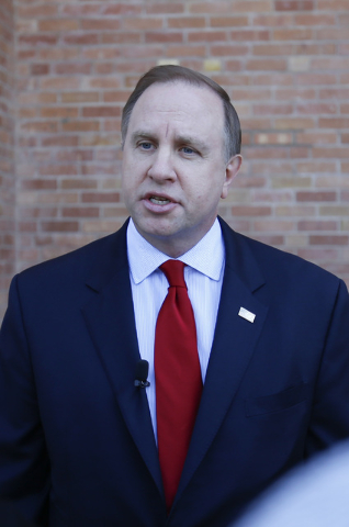 FBI Special Agent in Charge Aaron Rouse addresses members of the media during a press conference outside the main entrance of City Hall in Boulder City on Friday, Sept. 16, 2016. (Richard Brian/La ...