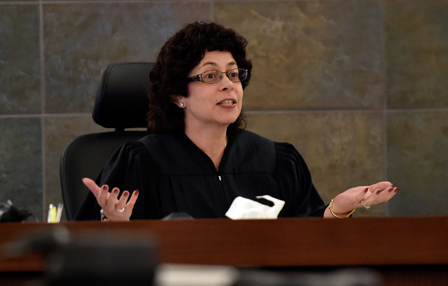 District Judge Elissa Cadish speaks in court Friday at the Regional Justice Center in Las Vegas. (David Becker/Las Vegas Review-Journal) Follow @davidjaybecker