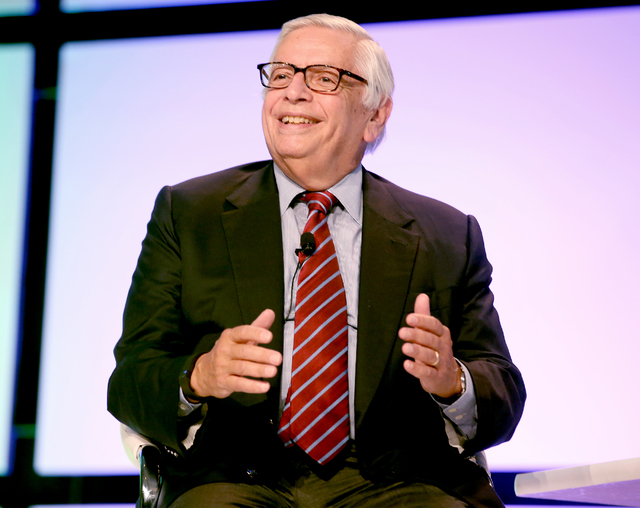 NBA Commissioner Emeritus David Stern speaks during a conversation with Geoff Freeman, president and CEO of American Gaming Association, at the Global Gaming Expo in the Las Vegas Sands Expo and C ...