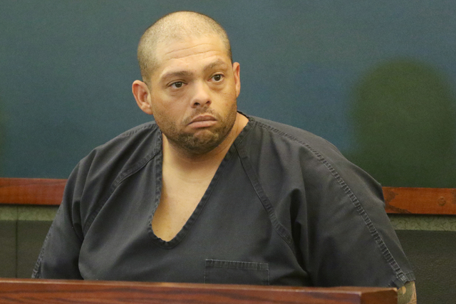 Pedro Jose Garcia appears before Las Vegas Justice of the Peace Pro Tem Holly Stoberski at the Regional Justice Center Wednesday, Sept. 28, 2016, in Las Vegas. Garcia was arrested after the Sunday ...