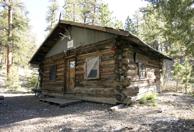The Hidden Forest Cabin in the Sheep Mountains north of Las Vegas is shown Tuesday, May 12, 2009. The Fish and Wildlife Service will repair and restore the remote, century-old log cabin. K.M. Cann ...
