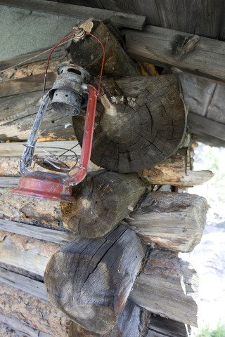 Overlapping logs are shown on a corner of the Hidden Forest Cabin in the Sheep Mountains north of Las Vegas is shown Tuesday, May 12, 2009. The Fish and Wildlife Service will repair and restore th ...