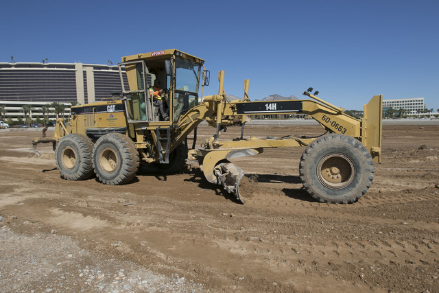 Heavy equipment works on the site of the headquarters and practice facility for Las Vegas's HNL expansion team on Pavilion Center Drive across from Downtown Summerlin on Wednesday, Sept. 14, 2016. ...
