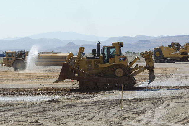 Heavy equipment works on the site of the headquarters and practice facility for Las Vegas's HNL expansion team on Pavilion Center Drive across from Downtown Summerlin on Wednesday, Sept. 14, 2016. ...