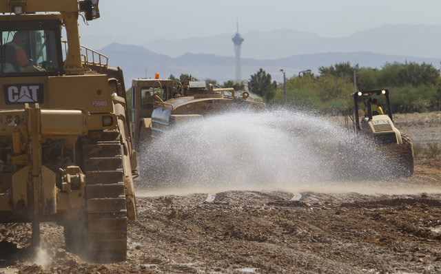 Heavy equipment works on the site of the headquarters and practice facility for Las Vegas's HNL expansion team on Pavilion Center Drive across from Downtown Summerlin on Wednesday, Sept. 14, 2016. ...