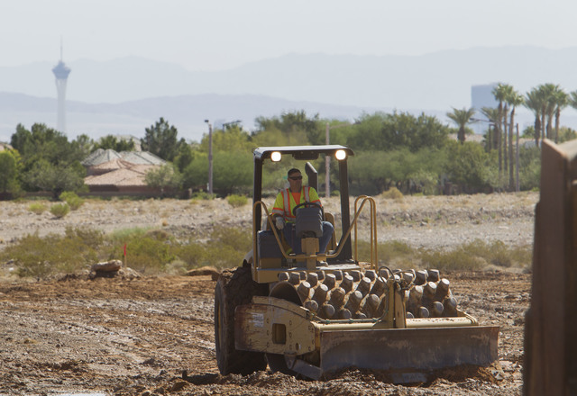 Heavy equipment works on the site of the headquarters and practice facility for Las Vegas's HNL expansion team on Pavilion Center Drive across from Downtown Summerlin on Wednesday, Sept. 14, 2016. ...