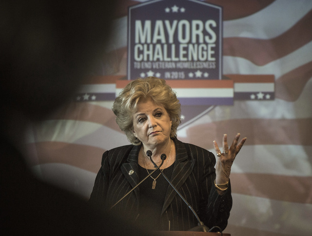 Las Vegas Mayor Carolyn Goodman speaks during the Mayors Challenge to End Veterans Homelessness event Tuesday, June 2, 2015 at the World Market Center, 495 South Grand Central Parkway. Follow Jeff ...