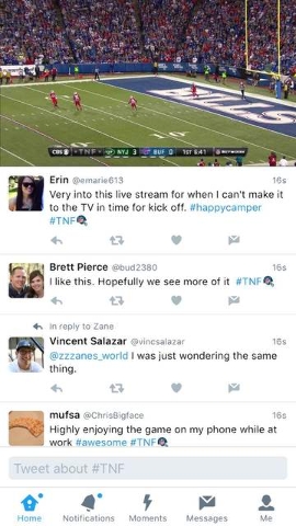 Twitter's experimentation with streaming NFL games was met with mostly rave reviews during Thursday night's game between the Buffalo Bills and the New York Jets.