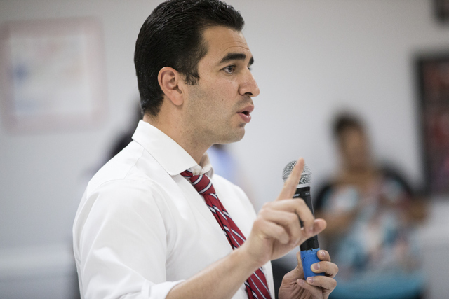 Democratic nominee for the 4th Congressional District Ruben Kihuen, speaks during a press conference on immigration at the Culinary Workers Union Local 226 headquarters on Thursday, June 23, 2016, ...
