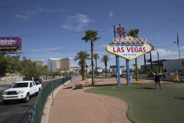 A woman takes a photo in front of the Welcome to Fabulous Las Vegas sign on Wednesday, Aug. 31, 2016, in Las Vegas. Erik Verduzco/Las Vegas Review-Journal Follow @Erik_Verduzco