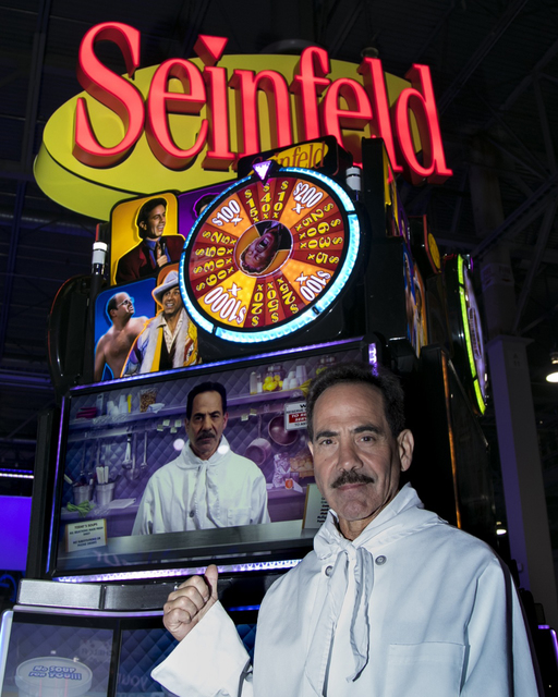 Larry Thomas wears his "Soup Nazi" costume for the debut of new "Seinfeld" slots at the Global Gaming Expo Tuesday. (Courtesy Scientific Games)