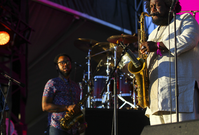 Kamasi Washington performs during the Life is Beautiful music and arts festival in downtown Las Vegas on Friday, Sept. 23, 2016. Chase Stevens/Las Vegas Review-Journal Follow @csstevensphoto