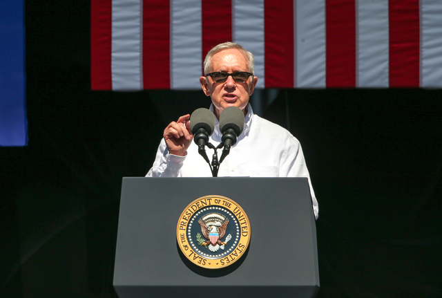 U.S. Sen. Harry Reid speaks at the 20th annual Tahoe Summit in Stateline on Wednesday, Aug. 31, 2016. (Cathleen Allison/Las Vegas Review-Journal)