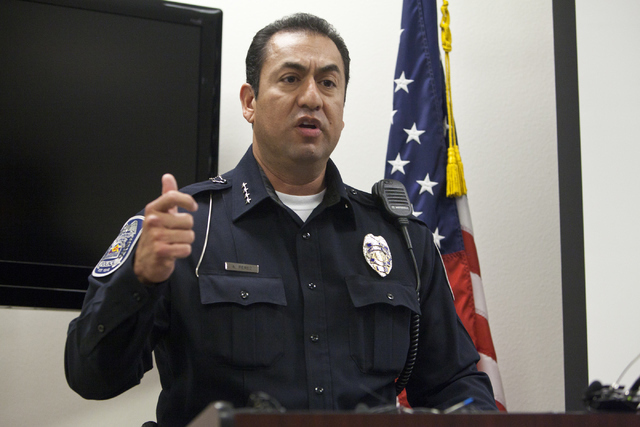 North Las Vegas Police Chief Alex Perez speaks at a press conference on Wednesday, Sept. 7, 2016, about homicide suspect Alonso Perez, who escaped police custody Friday. He was captured on Tuesday ...