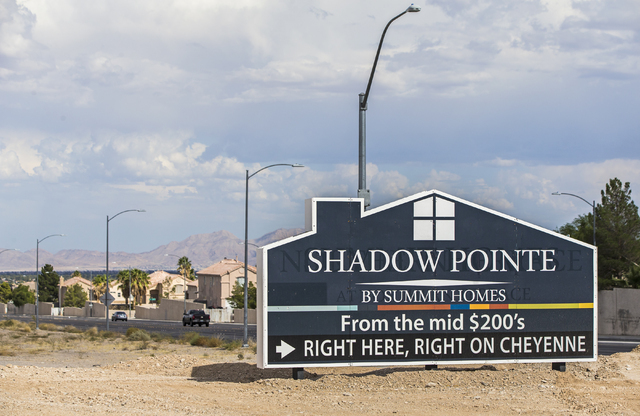 Homes under construction at Shadow Pointe on Thursday, Sept. 1, 2016, in Las Vegas.  Benjamin Hager/Las Vegas Review-Journal