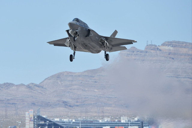 An F-35 Lightning II participating in Red Flag takes off from Nellis Air Force Base in Las Vegas, on Tuesday, July 19, 2016. (Brett Le Blanc/Las Vegas Review-Journal Follow @bleblancphoto)